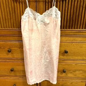 Ralph Lauren Pink and White Lace  Trim Paisley Slip Dress Size Small